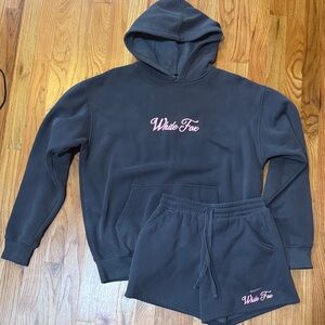 White Fox Dark Grey Hoodie and Shorts Set